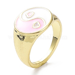 Сплав, эмаль палец кольцо, Инь-Ян, золотой свет, розовые, 2 мм, размер США 8 1/2 (18.5 мм)