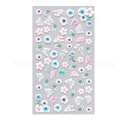 5d filigrane curseur gel nail art, papillon et fleur nail art autocollants décalcomanies, pour les décorations d'ongles, bleu clair, 105x60mm