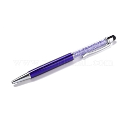 Touchscreen-Stift aus Silikon und Kunststoff, Kugelschreiber aus Aluminium, mit transparenten Harzperlen in Rautenform, Indigo, 146x13x10 mm