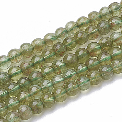 Perles d'apatite verts naturels brins, ronde, 7x6.5mm, Trou: 1mm, Environ 59 pcs/chapelet, 15.9 pouce