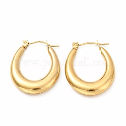 Ion Plating(IP) 304 Stainless Steel Chunky Oval Hoop Earrings for Women, Golden, 26x20x4mm, Pin: 0.7mm