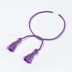 Polyester DIY Braided Bracelet Making, with Tassel, Blue Violet, 10-7/8 inch(275mm), 2mm, Hole: 2mm, Tassels: 23x6mm