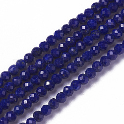 Natural Lapis Lazuli Beads Strands, Faceted, Rondelle, Grade AAA, 3x2.5~3mm, Hole: 0.2mm, about 117pcs/strand, 12.5~12.7 inch(31.8~32.3cm)