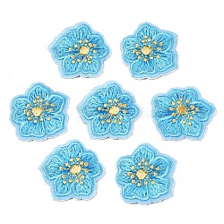 Computergesteuerte Stickerei Vlies selbstklebende Patches, mit Polyesterfaden Kostümzubehör, Blume, Deep-Sky-blau, 26.5x27.5x2 mm
