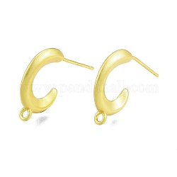 Boucles d'oreilles en laiton en forme de C plaquées en rack, avec boucles verticales, sans nickel, couleur or mat, 17x19x2.5mm, Trou: 1.5mm, pin: 0.6 mm