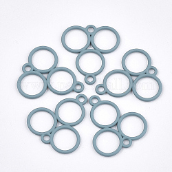 Links in lega verniciatura s pruzzo, tre anelli, blu cadetto, 21x23x1.5mm, Foro: 2 mm