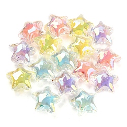 Abalorios de acrílico transparentes, talón en grano, estrella, color mezclado, 18.5x20x11.5mm, agujero: 2 mm