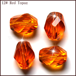 Perles d'imitation cristal autrichien, grade AAA, facette, Toupie, orange foncé, 10x13mm, Trou: 0.9~1mm