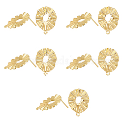 Unicraftale Eco-Friendly Brass Stud Earring Findings, with Loop, Long-Lasting Plated Cadmium Free & Nickel Free & Lead Free, Oval, Real 18K Gold Plated, 24x18x2mm, Hole: 1mm, Pin: 0.8mm, 10pcs/box