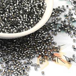 Abalorios de la semilla de cristal, plata forrada, cilindro, gainsboro, 2x1.5mm, agujero: 1.4 mm, aproximamente 5599 unidades / 50 g