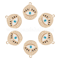 arricraft 6 Pcs Evils Eye Pendants, Real 18K Gold Plated Evil Eye Brass Charms White Polygon Dangle Charms for DIY Necklace Bracelet Jewelry Making