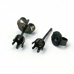 316 Stainless Steel Stud Earring Findings, Gunmetal, 14x4mm, Pin: 0.7mm