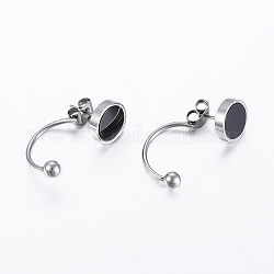 (Jewelry Parties Factory Sale)304 Stainless Steel Stud Earrings, with Acrylic, Stainless Steel Color, 25~27x4~10x2.5~4mm, Pin: 0.8mm