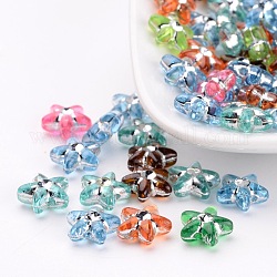 Perles acryliques colorées, métal enlacée, étoiles du nord, couleur mixte, environ 10 mm de diamètre, épaisseur de 4mm, Trou: 1mm, environ 2800 pcs/500 g