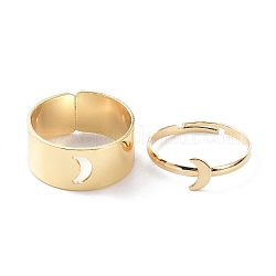 Conjunto de anillos ajustables de aleación, anillos de pareja, luna, dorado, 2~9mm, diámetro interior: 17~18 mm, 2 PC / sistema