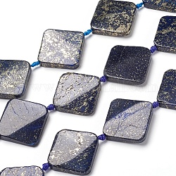 Chapelets de perles en lapis-lazuli naturel, losange, 40x40x7~7.5mm, Trou: 2mm, Environ 9 pcs/chapelet, 15.75 pouce (40 cm)