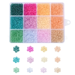 4800 Stück 12 Farben 8/0 transparente Glasperlen, Rundloch, gefrosteten Farben, Runde, Mischfarbe, 3~4x2~3 mm, Bohrung: 0.8 mm, 400 Stk. je Farbe