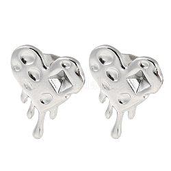304 Stainless Steel Stud Earrings Findings, Heart Earring Settings for Rhinestone, Stainless Steel Color, Fit For 4x4mm rhinstone, 16x13mm, Pin: 0.6mm