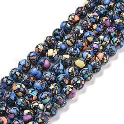 Perles de magnésite naturelles et teintes assemblées, ronde, bleu marine, 10mm, Trou: 1.2mm, Environ 38 pcs/chapelet, 14.96'' (38 cm)