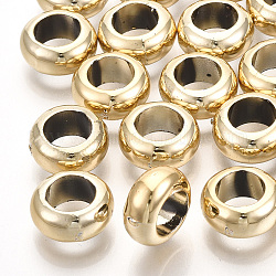 UV Plating ABS Plastic Beads, Rondelle, Golden Plated, 10x4.5mm, Hole: 6mm