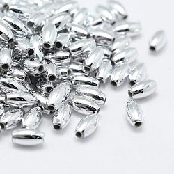 Placage de perles en plastique écologiques, ovale, couleur argentée, 6x3mm, Trou: 1mm, environ 16600 pcs/500 g
