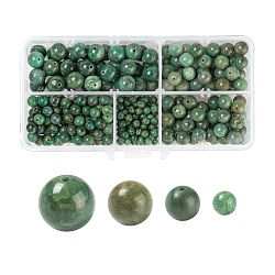 340pcs 4 perles de jade africaines naturelles de style, ronde, 4mm / 6mm / 8mm / 10mm, Trou: 1mm