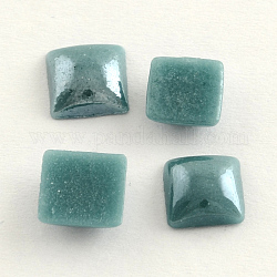 Pearlized Plated Opaque Glass Cabochons, Square, Dark Cyan, 10x10x4mm