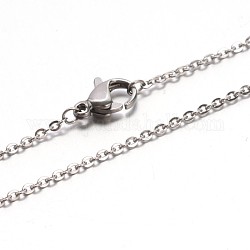 304 Stainless Steel Cable Chain Necklaces, with Lobster Claw Clasp, Stainless Steel Color, 17.7 inch(45cm), Jump Ring: 3x0.5mm