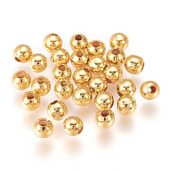 Brass Beads, Long-Lasting Plated, Round, Golden, 3x2.5mm, Hole: 1.2mm, 200pcs/set