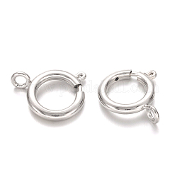 Brass Spring Ring Clasps, Jewelry Accessory, Silver, 12mm, Hole: 2.5mm