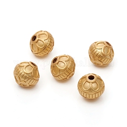 Messing Perlen, langlebig plattiert, Runde, mattgoldene Farbe, 10.5x9.5 mm, Bohrung: 2 mm