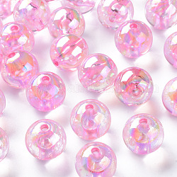 Transparente Acryl Perlen, ab Farbe plattiert, Runde, Perle rosa, 16x15 mm, Bohrung: 2.8 mm, ca. 220 Stk. / 500 g