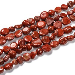 Filo di perline di pepite di diaspro rosso naturale, pietra burrattata, 5~8.5x5.5~7x3.5~4mm, Foro: 0.7 mm, circa 64pcs/filo, 16.34'' (41.5 cm)