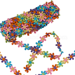 Spitzenbesatz aus Gorgecraft-Polyester, bestickte Zierbänder, zum Nähen oder Basteln, Blume, Farbig, 30 mm, 5yard / set (4.572 m / satz)