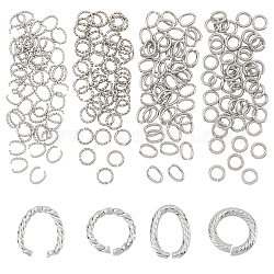 Dicosmetici 200 pz 4 stile 304 anelli di salto in acciaio inossidabile, anelli di salto aperti, forma misto, colore acciaio inossidabile, 12.5~14x10~12.5x2~2.2mm, 50pcs / style
