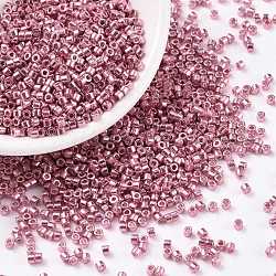 Perles de rocaille cylindriques, couleurs métalliques, taille uniforme, violette, 2x1.5mm, Trou: 0.8mm, environ 40000 pcs / sachet , 450 g / sac