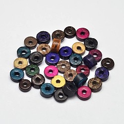 Tinti disco di cocco naturale perline sparse, colore misto, 8~9x3~6mm, Foro: 1~3 mm, circa 1950pcs/500g