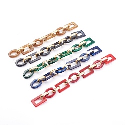 Cadenas de cable de acrílico hechas a mano, con anillo de unión de plástico ccb, óvalo y rectángulo, color mezclado, 26x18x2.5mm, 24x18x3.5 mm y 19x12x5 mm, 39.37 pulgada (1 m) / hebra