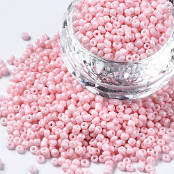 Abalorios de la semilla de cristal, pintura para hornear, agujero redondo, redondo, rosa brumosa, 2~3x1.5~2mm, agujero: 0.8 mm, alrededor de 450 g / libra