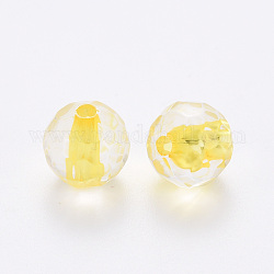 Perles en acrylique transparente, ronde, facette, or, 6x5.5mm, Trou: 1.4mm, environ 4160 pcs/500 g