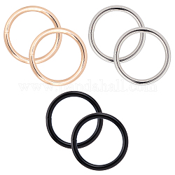 Gorgecraft 6pcs 3 couleurs anneaux de liaison en alliage de zinc, soudé, anneau rond, couleur mixte, 40x4mm, diamètre intérieur: 32 mm, 2 pcs / couleur