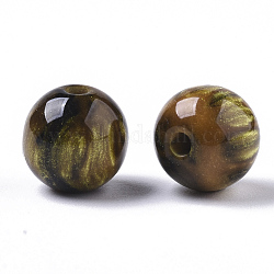 Harz perlen, Nachahmung Edelstein, Runde, golden, 8 mm, Bohrung: 1.6 mm