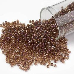 TOHO Round Seed Beads, Japanese Seed Beads, (1849) Pink Lilac Lined Topaz Rainbow, 11/0, 2.2mm, Hole: 0.8mm, about 5555pcs/50g