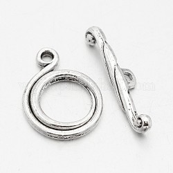 Tibetan Style Alloy Toggle Clasps, Ring, Antique Silver, Ring: 25x18x2.5mm, Hole: 2mm, Bar:31x5x6mm, Hole: 2mm, about 250sets/kg