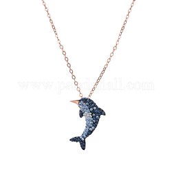 Collier pendentif dauphin zircone cubique pour fille femmes, 925 sterling micro argent pavent zircone cubique collier pendentif, bleu, or rose