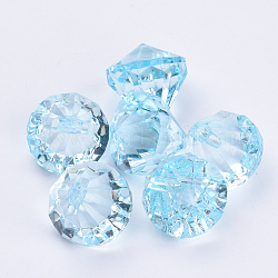 Colgantes de acrílico transparentes, facetados, diamante, cian claro, 26x24mm, agujero: 2.5 mm, aproximamente 80 unidades / 500 g