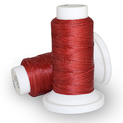 Flat Waxed Polyester Cord, for Leather Sewing Stitching, Dark Red, 0.8mm, about 54.68 yards(50m)/roll