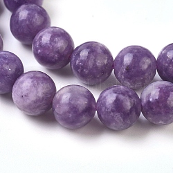 Fili di perle di pietra mica naturale di lepidolite / viola, tondo, 8mm, Foro: 1 mm, circa 50pcs/filo, 15.75 pollice (40 cm)