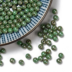 Abalorios de cristal checas, redondo, verde lima, 4mm, agujero: 0.8 mm, aproximamente 1170 unidades / bolsa