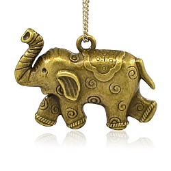 Alloy Big Pendants, Elephant Pendant Necklace Findings, Antique Bronze, Nickel Free, 57x38x2mm, Hole: 4mm